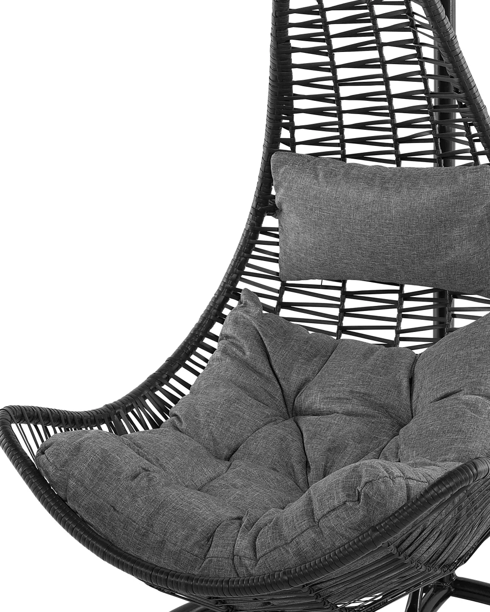 Ulkokalusteet<Beliani Riipputuoli Jalustalla Polyrottinki Musta Atri