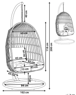 Shop Beliani Riipputuoli Jalustalla Polyrottinki Musta Allera