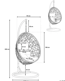 Nojatuolit<Beliani Riipputuoli Jalustalla Polyrottinki Musta Alatri