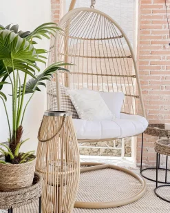 Discount Beliani Riipputuoli Jalustalla Polyrottinki Beige Allera