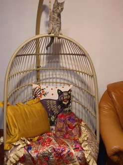 Discount Beliani Riipputuoli Jalustalla Polyrottinki Beige Allera