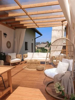 Discount Beliani Riipputuoli Jalustalla Polyrottinki Beige Allera