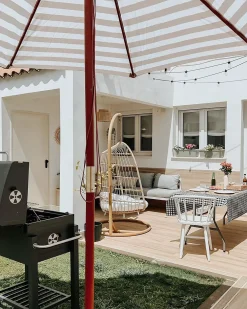 Discount Beliani Riipputuoli Jalustalla Polyrottinki Beige Allera