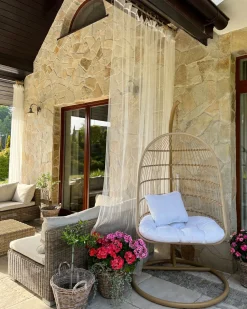 Discount Beliani Riipputuoli Jalustalla Polyrottinki Beige Allera