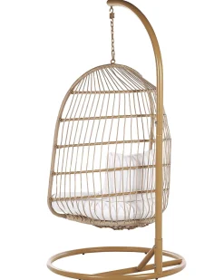 Discount Beliani Riipputuoli Jalustalla Polyrottinki Beige Allera