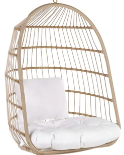 Discount Beliani Riipputuoli Jalustalla Polyrottinki Beige Allera