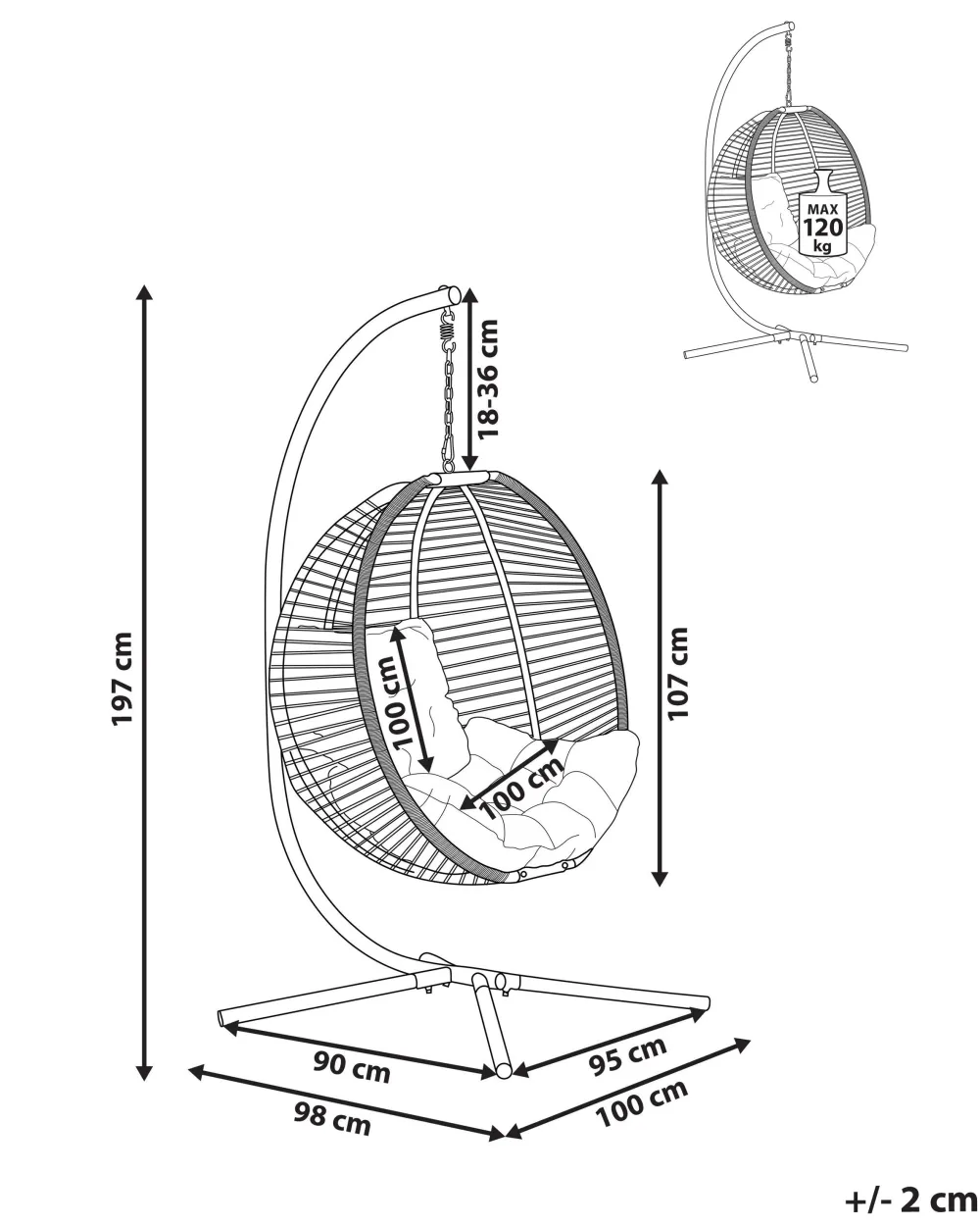 Nojatuolit<Beliani Riipputuoli Jalustalla Teras Valkoinen Arco