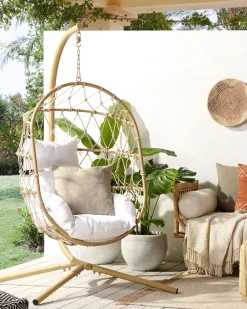 Nojatuolit<Beliani Riipputuoli Jalustalla Teras Beige Adria