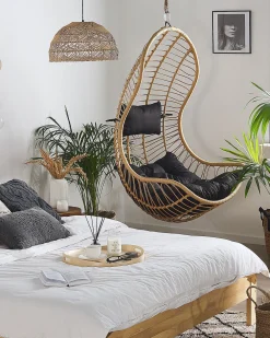 Ulkokalusteet<Beliani Riipputuoli Polyrottinki Luonnonvari Pineto