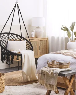 Nojatuolit<Beliani Riipputuoli Puuvilla Musta Gabella