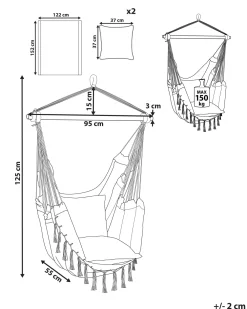 Nojatuolit<Beliani Riipputuoli Puuvilla Vaaleanharmaa Bonea
