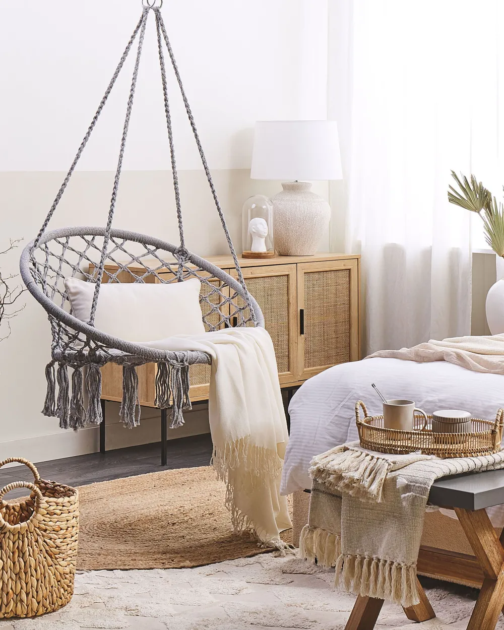 Clearance Beliani Riipputuoli Puuvilla Vaaleanharmaa Gabella