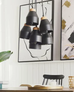 Valaisimet<Beliani Riippuvalaisin 6 Polttimoa Metalli Musta Cestos