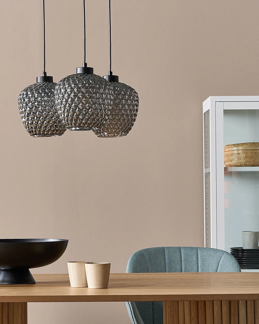 Sale Beliani Riippuvalaisin 3 Polttimoa Lasi Harmaa Sherry