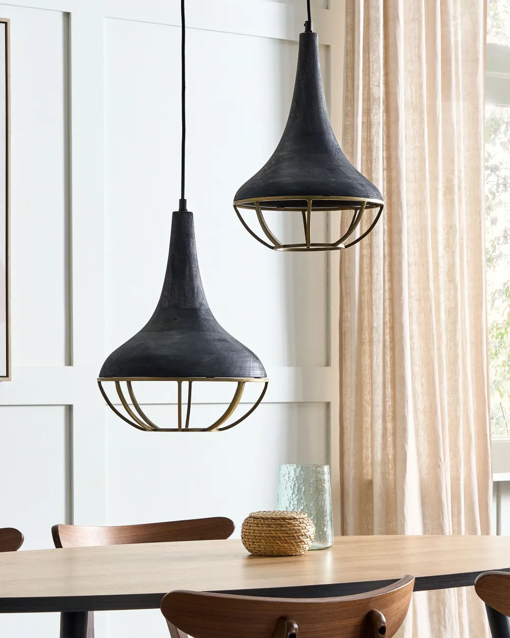 New Beliani Riippuvalaisin 2 Polttimoa Mangopuu Musta/Messinki Bagmati