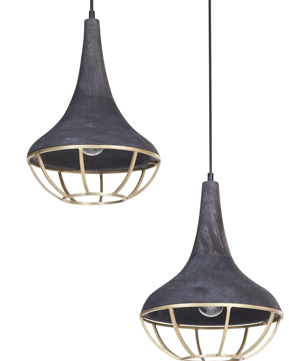 New Beliani Riippuvalaisin 2 Polttimoa Mangopuu Musta/Messinki Bagmati