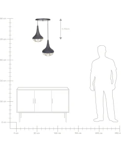 New Beliani Riippuvalaisin 2 Polttimoa Mangopuu Musta/Messinki Bagmati