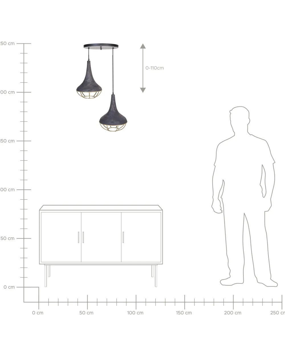 New Beliani Riippuvalaisin 2 Polttimoa Mangopuu Musta/Messinki Bagmati