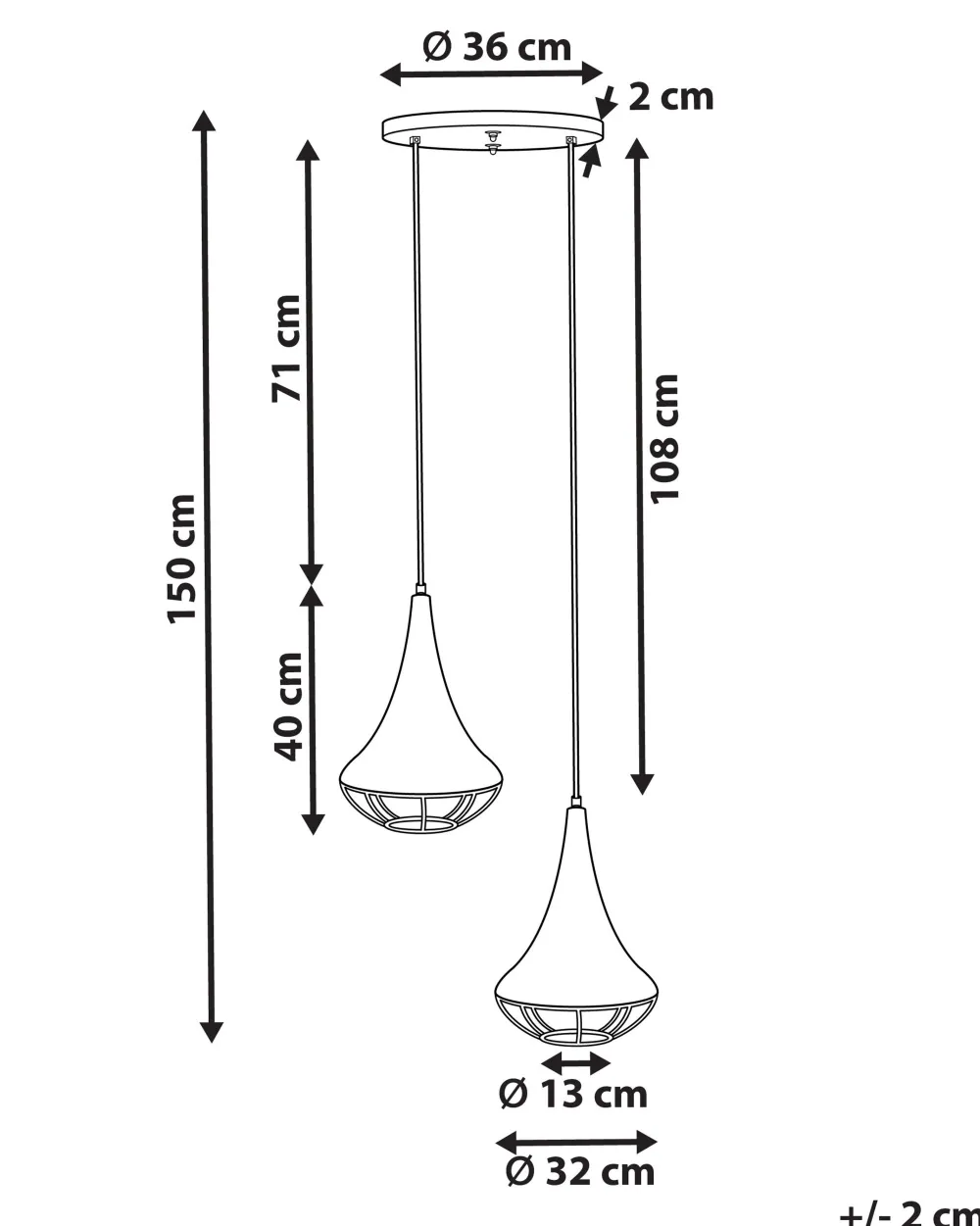 New Beliani Riippuvalaisin 2 Polttimoa Mangopuu Musta/Messinki Bagmati