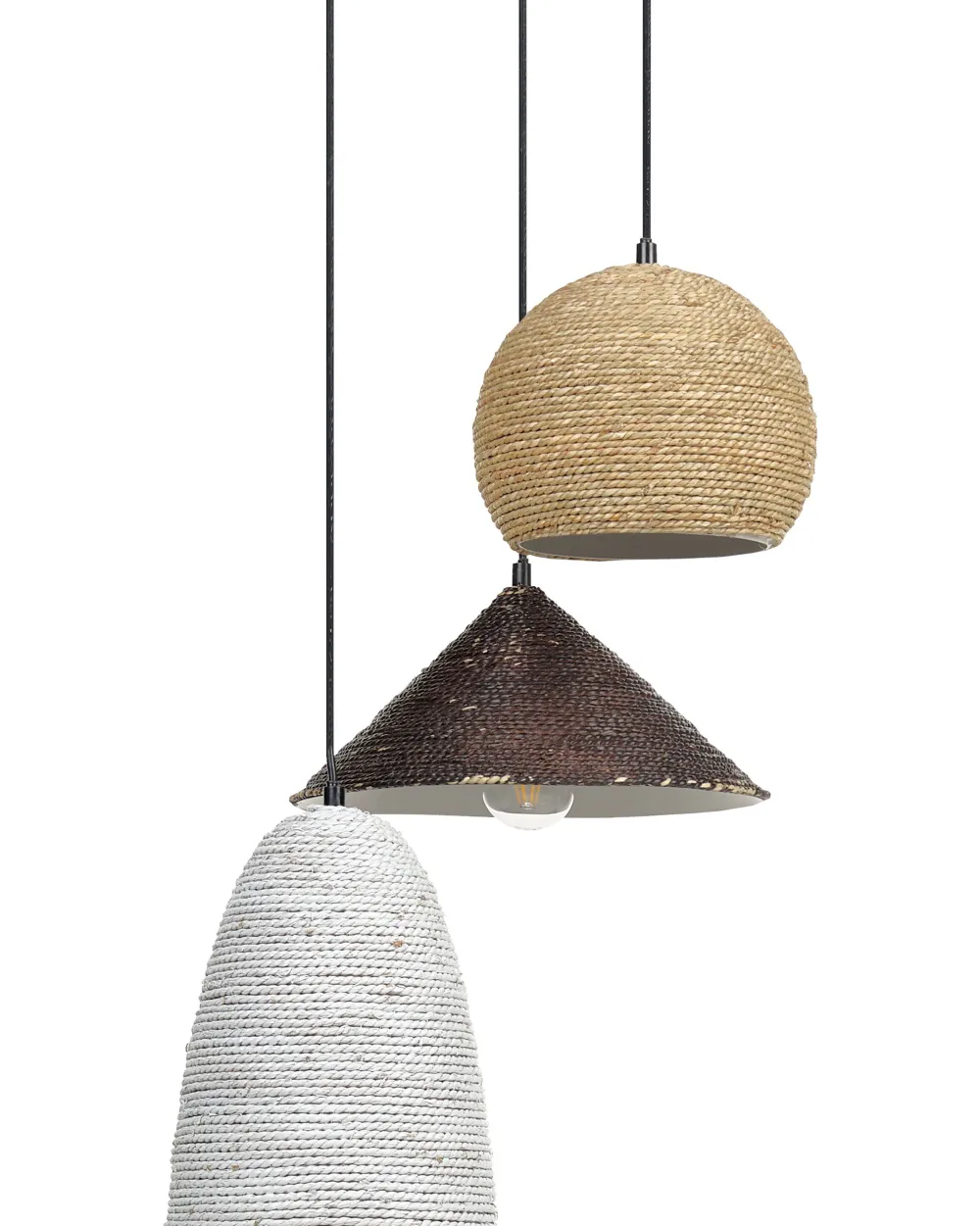 Sale Beliani Riippuvalaisin 3 Polttimoa Olki Monivarinen Endrick