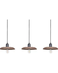 Valaisimet<Beliani Riippuvalaisin 3 Polttimoa Mangopuu Tumma Puu Manjeera