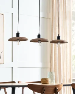 Valaisimet<Beliani Riippuvalaisin 3 Polttimoa Mangopuu Tumma Puu Manjeera