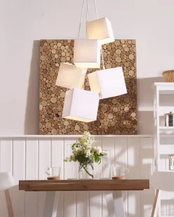 Valaisimet<Beliani Riippuvalaisin 5 Polttimoa Kangas Valkoinen Mesta