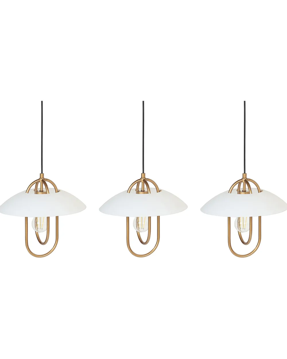 Valaisimet<Beliani Riippuvalaisin 3 Polttimoa Metalli Kulta/Valkoinen Nattai