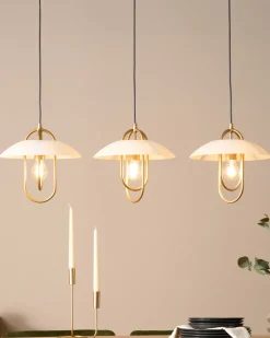 Valaisimet<Beliani Riippuvalaisin 3 Polttimoa Metalli Kulta/Valkoinen Nattai