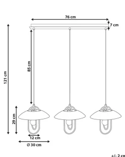 Valaisimet<Beliani Riippuvalaisin 3 Polttimoa Metalli Kulta/Valkoinen Nattai