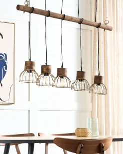 Valaisimet<Beliani Riippuvalaisin 5 Polttimoa Vaalea Puu/Messinki Varada