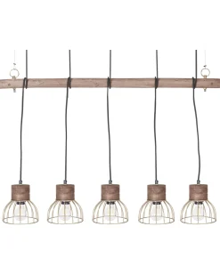 Valaisimet<Beliani Riippuvalaisin 5 Polttimoa Vaalea Puu/Messinki Varada