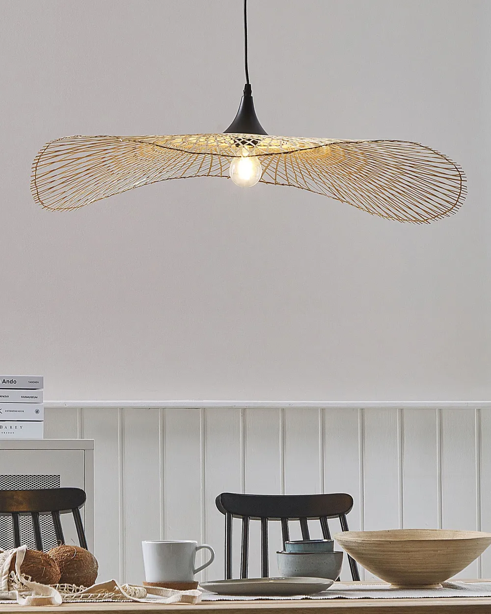 Best Beliani Riippuvalaisin Bambu Iso Vaalea Puu Floyd