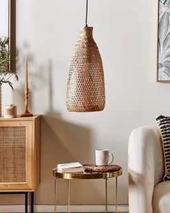 Hot Beliani Riippuvalaisin Bambu Vaalea Puu Lwela