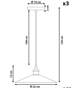 Valaisimet<Beliani Riippuvalaisin Metalli Pieni Musta/Kupari 3 Kpl Swift
