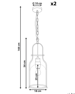 Valaisimet<Beliani Riippuvalaisin Rauta Musta 2 Kpl Bashilo