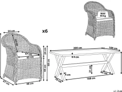 Ulkokalusteet<Beliani Rottinkinen 6-Istuttava Puutarhakalustesetti Susua/Olbia