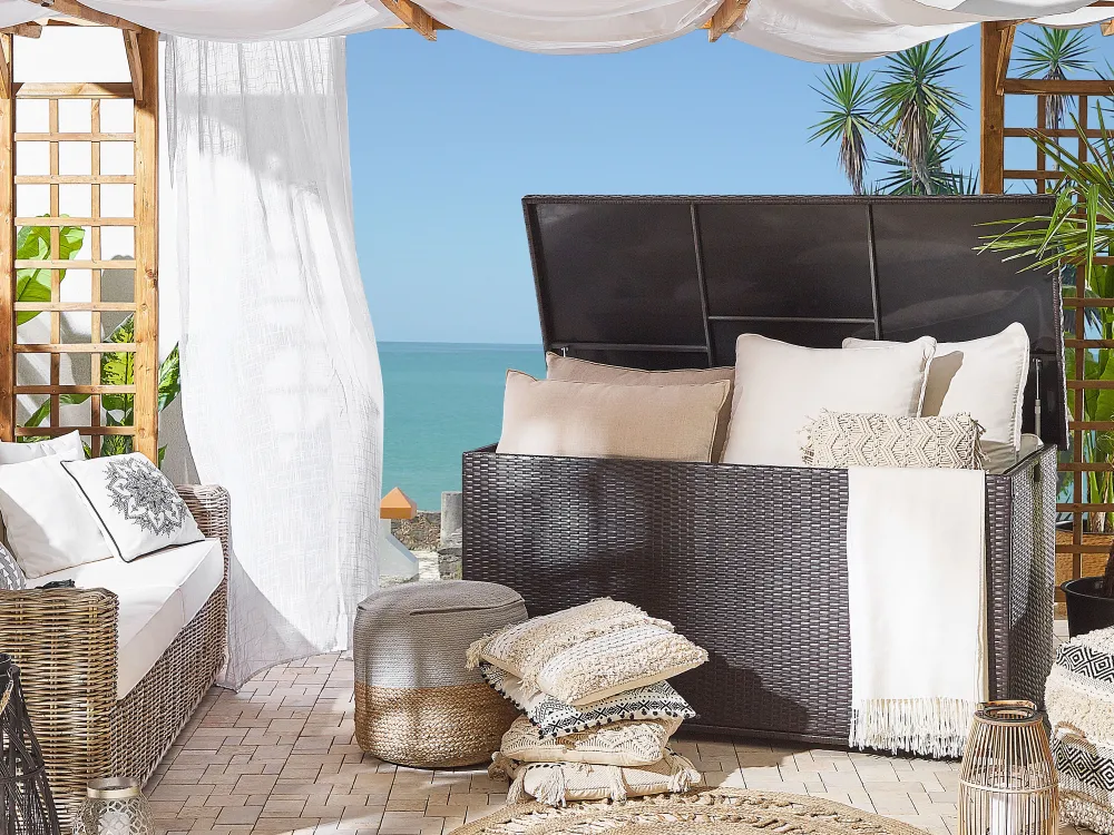 Ulkokalusteet<Beliani Rottinkinen Säilytyslaatikko Ruskea 770L Modena