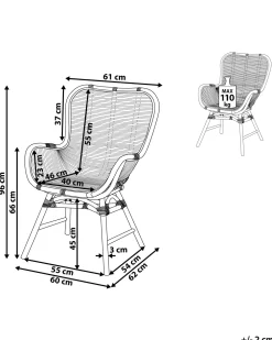 Tuolit<Beliani Rottinkituoli Tummanruskea Togo