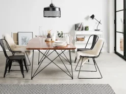 Discount Beliani Ruokapoyta Akaasia Tumma Puu/Musta 200 X 100 Cm Mumbai