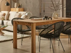 Pöydät<Beliani Ruokapoyta Akaasia Vaalea Puu 180 X 90 Cm Tesa