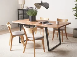 Sale Beliani Ruokapoyta Akaasia Vaalea Puu/Musta 180 X 90 Cm Jaipur