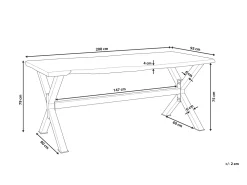 Pöydät<Beliani Ruokapoyta Akaasia Vaalea Puu/Musta 200 X 95 Cm Valbo