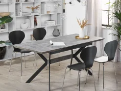Pöydät<Beliani Ruokapoyta Jatkettava Harmaa/Musta 140/180 X 80 Cm Benson