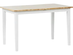 Pöydät<Beliani Ruokapoyta Jatkettava Kumipuu Vaalea Puu/Valkoinen 120/150 X 75 Cm Houston