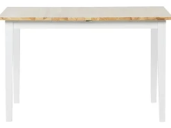 Pöydät<Beliani Ruokapoyta Jatkettava Kumipuu Vaalea Puu/Valkoinen 120/150 X 75 Cm Houston