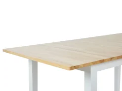 Pöydät<Beliani Ruokapoyta Jatkettava Kumipuu Vaalea Puu/Valkoinen 120/150 X 75 Cm Houston