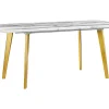 Pöydät<Beliani Ruokapoyta Jatkettava Marmorikuvio Valkoinen/Kulta 160/200 X 90 Cm Mosby