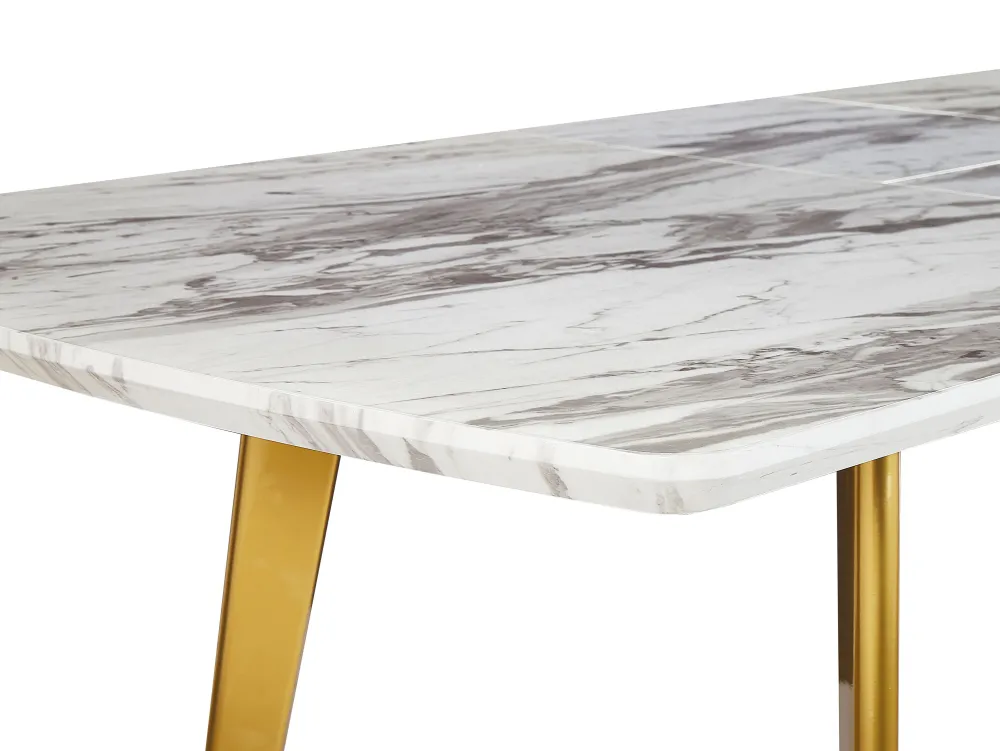 Pöydät<Beliani Ruokapoyta Jatkettava Marmorikuvio Valkoinen/Kulta 160/200 X 90 Cm Mosby