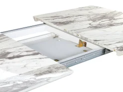 Pöydät<Beliani Ruokapoyta Jatkettava Marmorikuvio Valkoinen/Kulta 160/200 X 90 Cm Mosby